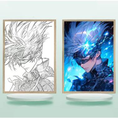 Tranh bật đèn anime 3 màu decor phòng ngủ Tranh đèn LED kích thước 23*17cm , Tranh vải treo tường