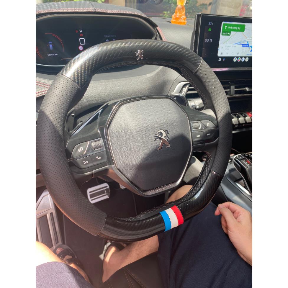 Bọc Vô Lăng , Bọc Tay Lái Cho Xe Peugeot 2008, 3008, 5008 mẫu Cờ Pháp có logo cao cấp