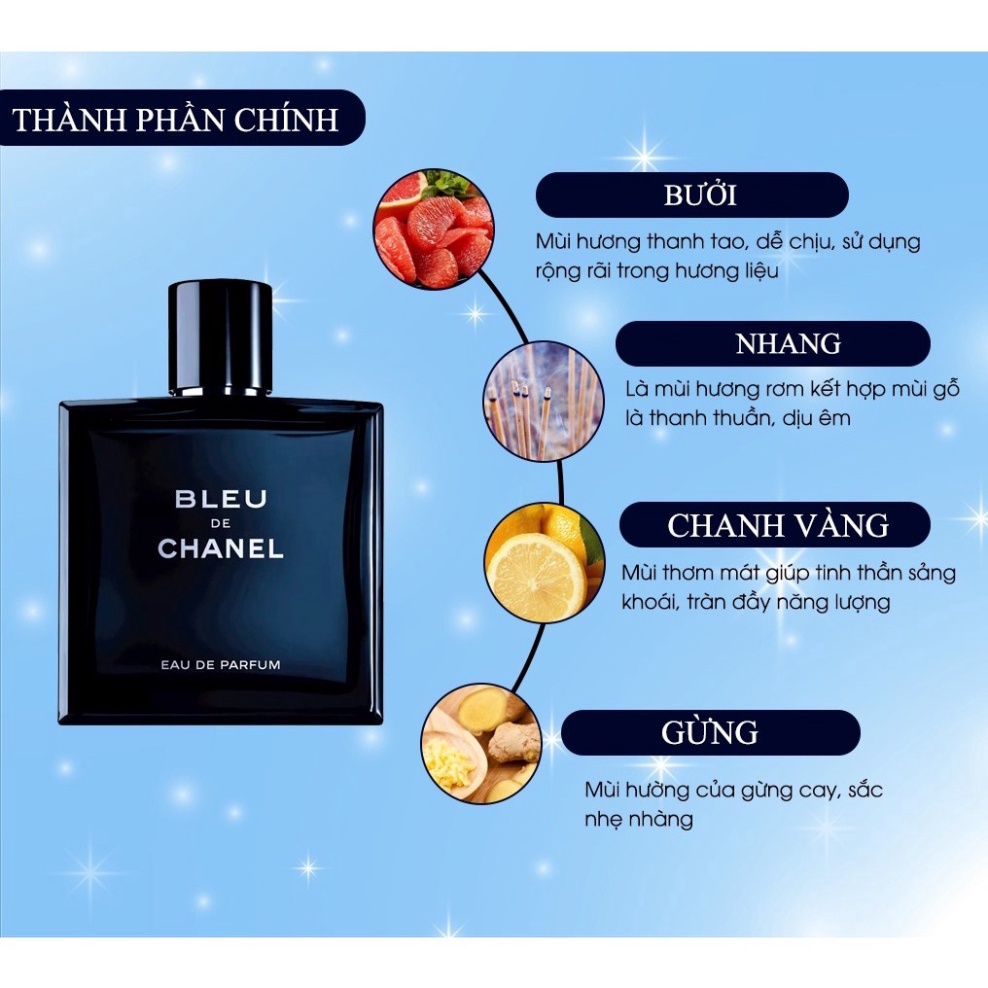Nước hoa nam sang trọng quý phái Chan.el B.leu, dầu thơm lâu body 100ml nam tính cuốn hút mạnh mẽ lưu hương lâu H68 TE