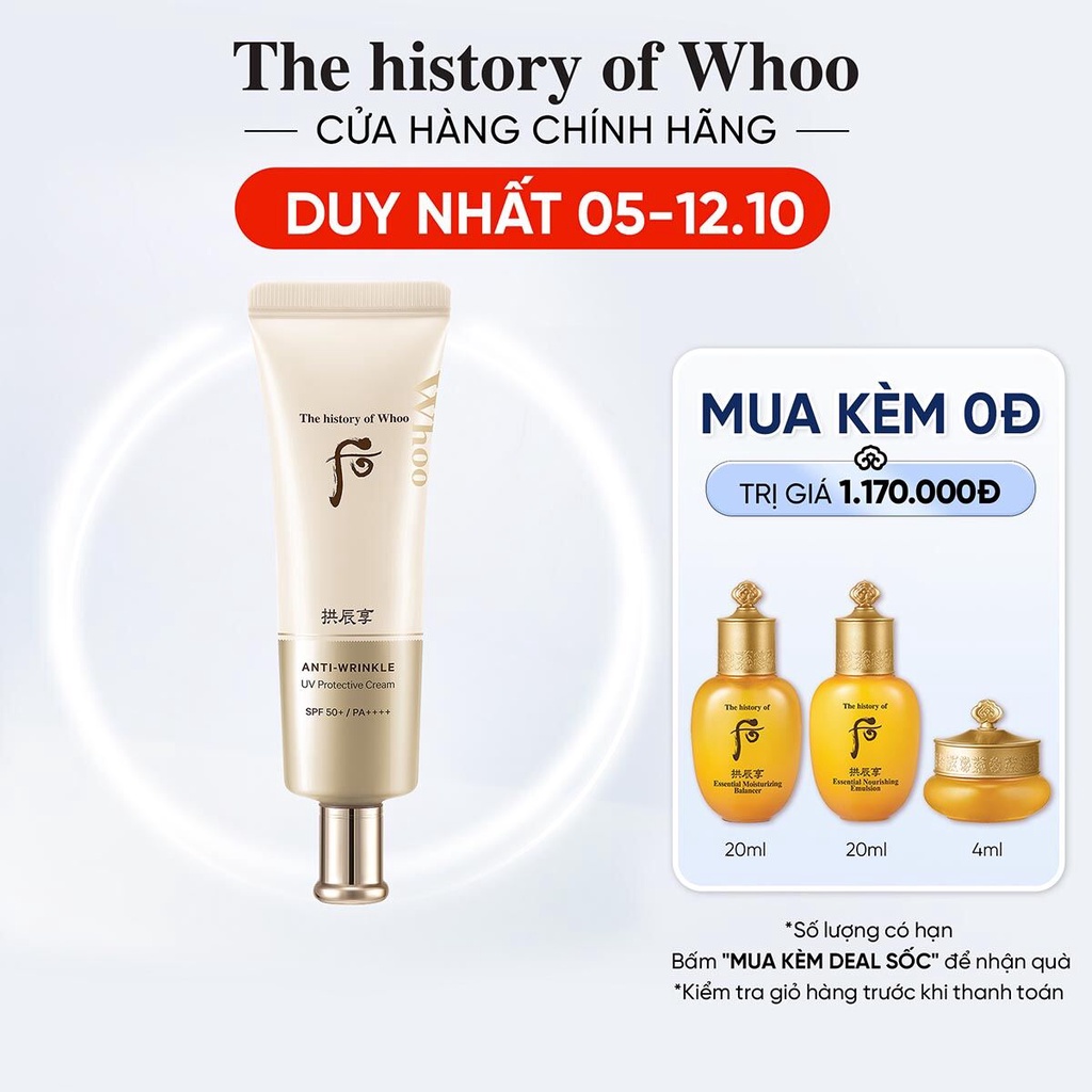 Kem chống nắng cải thiện nếp nhăn The history of Whoo Gongjinhyang Anti-Wrinkle UV Protective Cream SPF 50+, PA++++