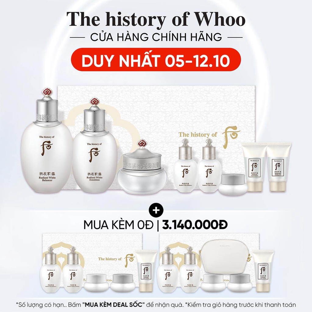 Bộ sản phẩm dưỡng trắng da The history of Whoo Gongjinhyang Seol 3pcs Set 360ml