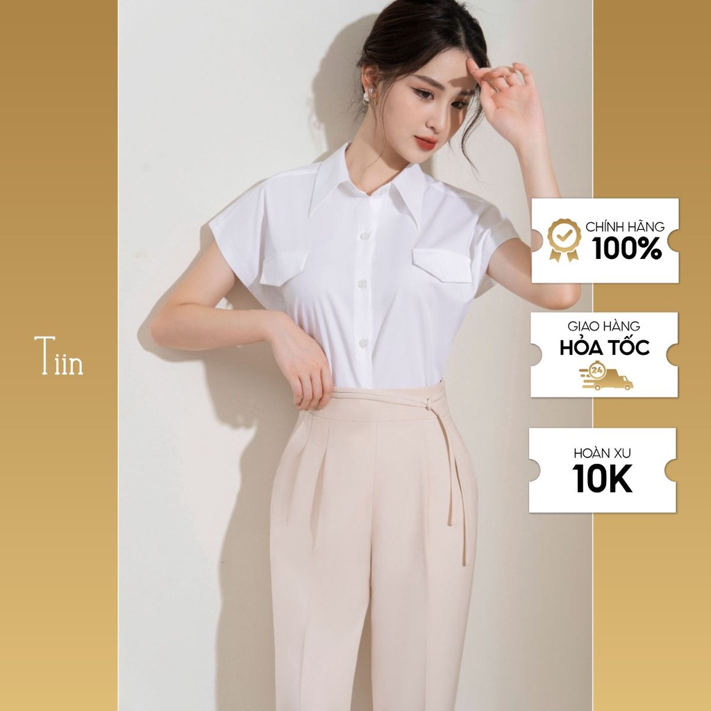 Áo sơ mi cổ đức nhọn tay liền nắp túi TIINSTORE AHN792