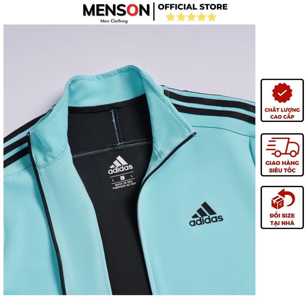 Bộ nỉ nam Adidas kéo khoá dài tay cao cấp Menson MD309 Bộ quần áo thu đông nam siêu ấm mặc nhà 2023 Hàng Xuất Dư