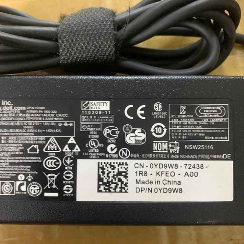 Sạc Zin Laptop Dell 90W 19.5V 4.62A Chân Kim Nhỏ Dùng Cho DELL 5759 5755 7558 3558 3148 7558 5558 5458 XPS 13 XPS12