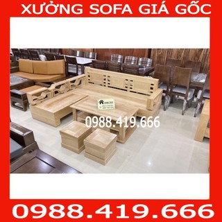SOFA GÓC L Mẫu đục lá me 2m1x1m65 màu gỗ tuỳ chọn giá gốc tại xưởng