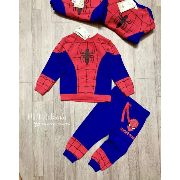 Set bộ quần áo thu đông bé trai HM auth Spiderman Marvel DC