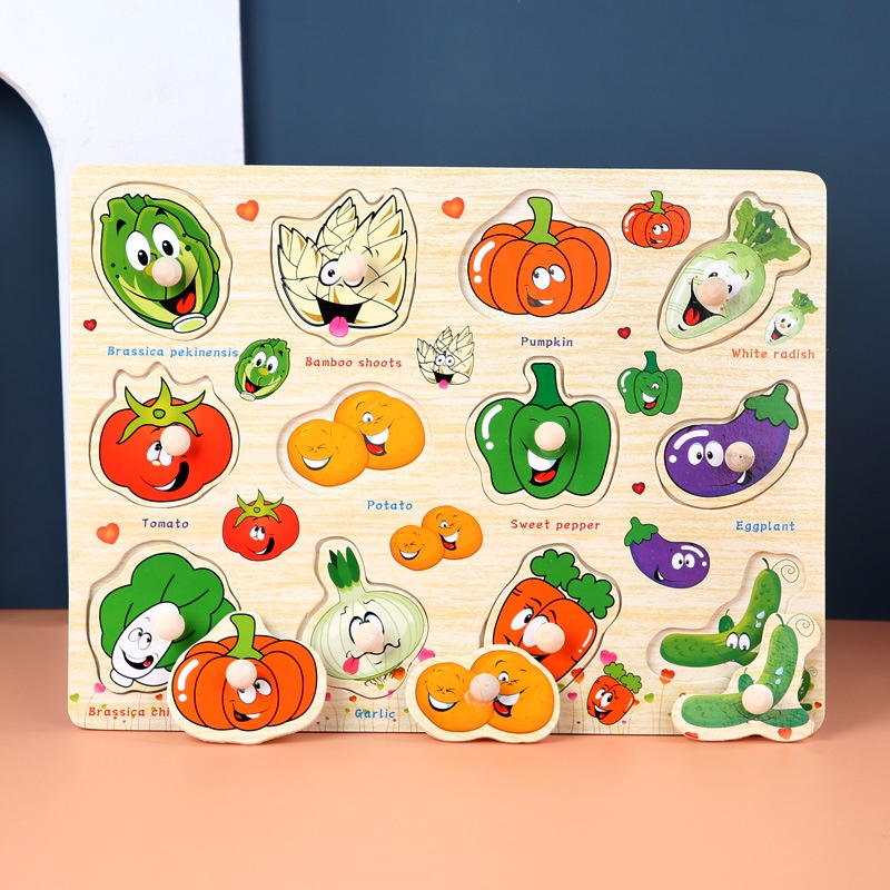 Bảng ghép hình núm gỗ - Bảng núm - Đồ chơi thông minh cho bé