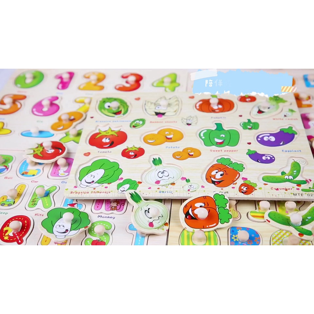 Bảng ghép hình núm gỗ - Bảng núm - Đồ chơi thông minh cho bé