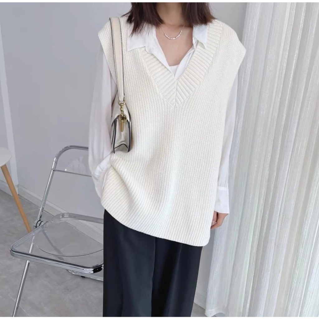 Áo len nữ Gile H.M xuất dư xịn dáng oversize