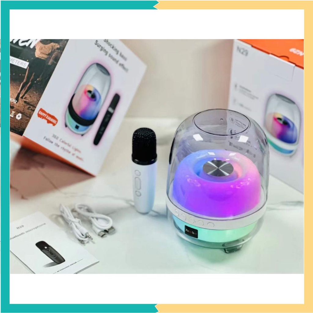 Loa bluetooth JBL N29 thiết kế trong suốt độc đáo,loa karaoke không dây kèm mic với âm thanh chất lượng cùng đèn led tốt