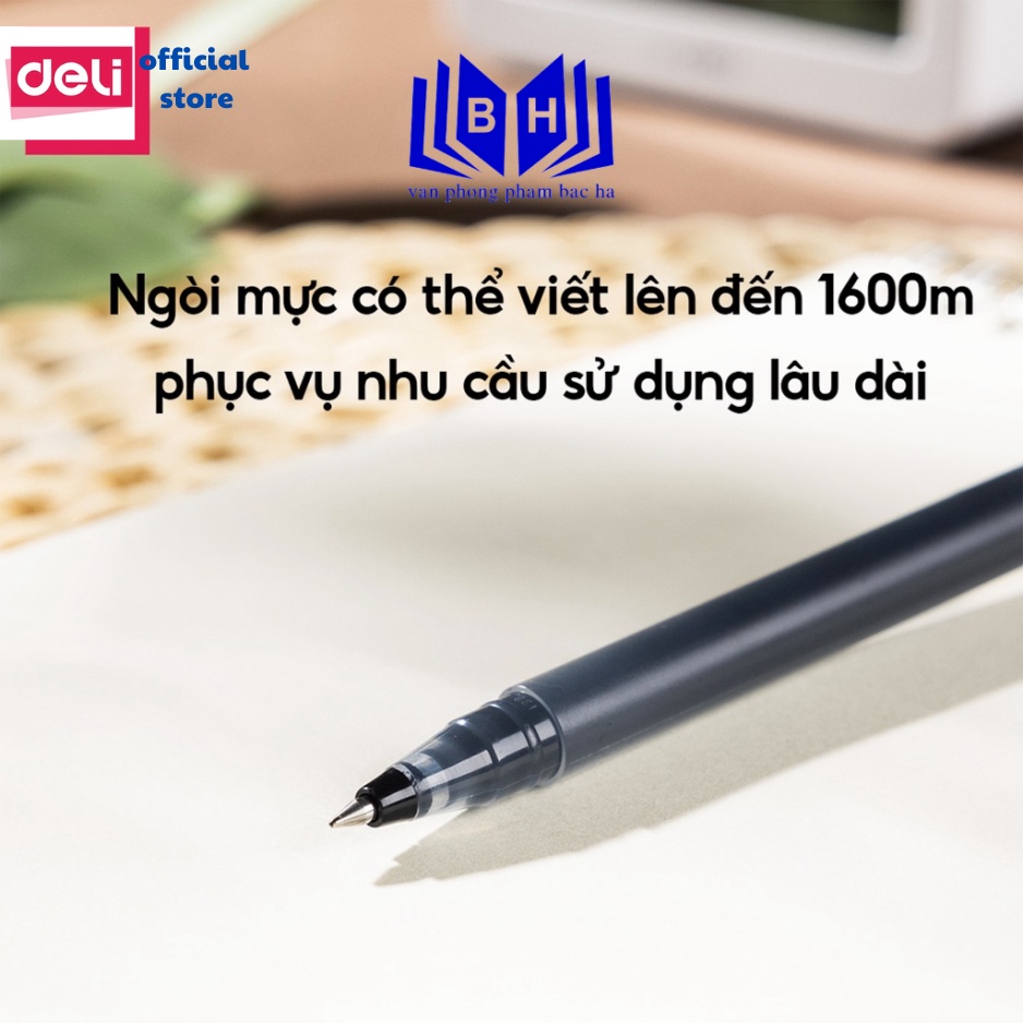 Bút bi nước công sở mực gel 0.5mm Deli EG16 - MỰC XANH/ ĐEN  nhanh khô