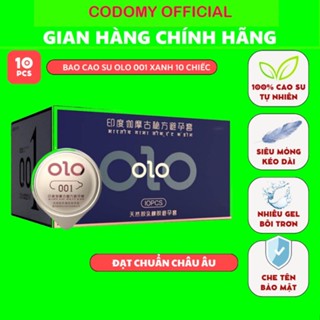  Bao cao su siêu mỏng Kéo dài quan hệ  OLO 001 mm XANH bạc hà hộp 10 cái  Bcs có gai CODOMY 