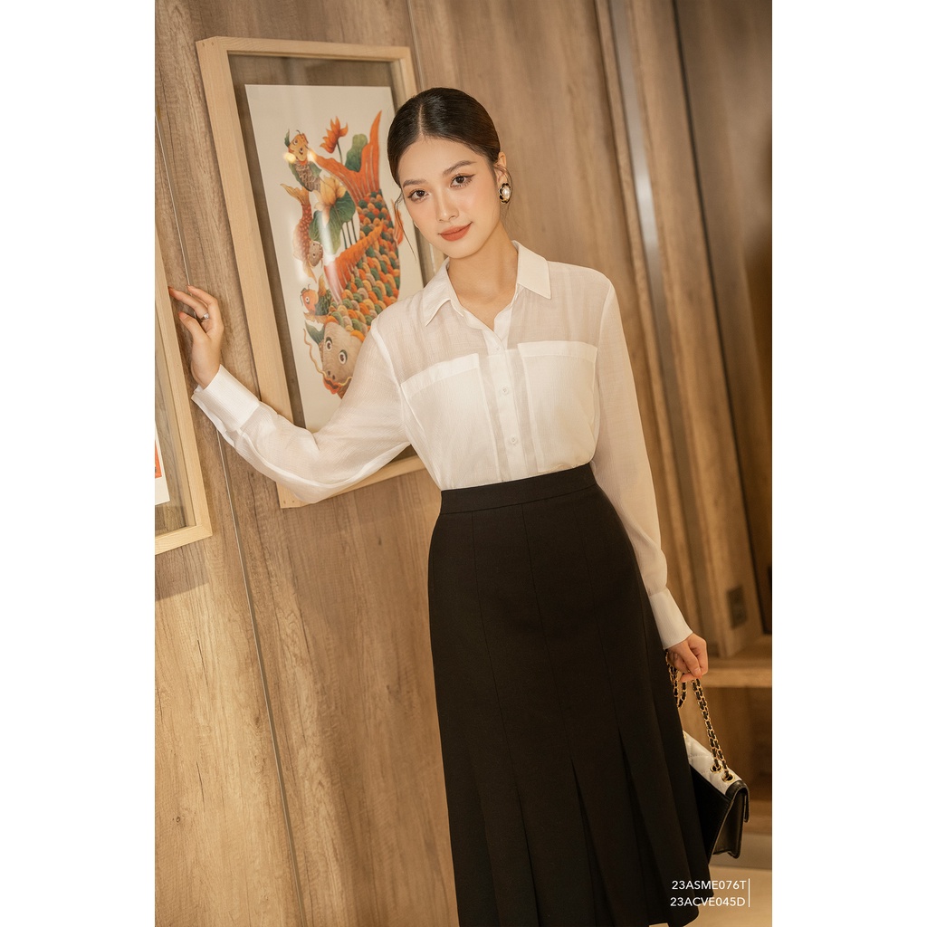 Áo sơ mi trắng nữ tay dài Eva de Eva 23ASME076T