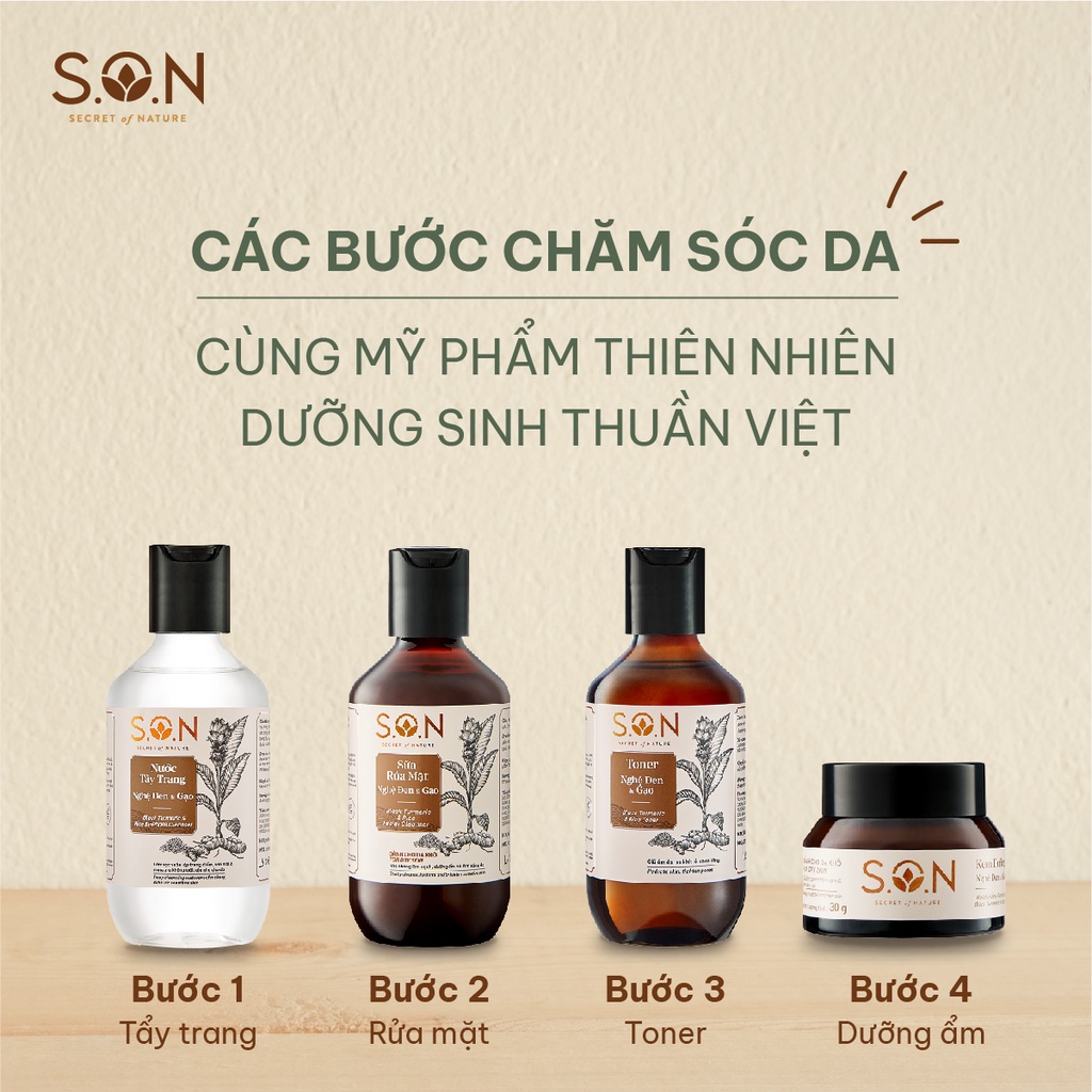 [Mã FRANCIA50 giảm 50% đơn 0] Toner nghệ đen & gạo S.O.N Dưỡng ẩm, se khít lỗ chân lông 100ml