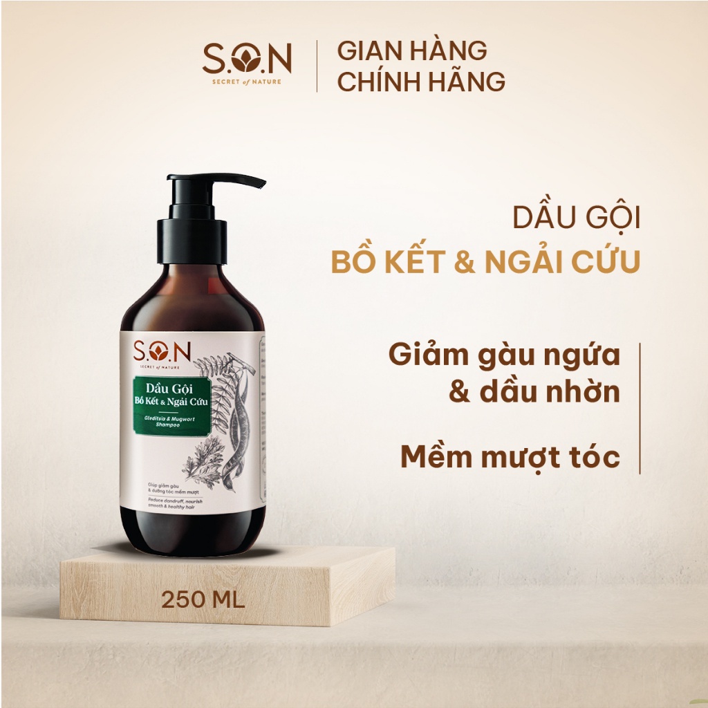 Dầu gội S.O.N Bồ kết & Ngải cứu 250ml giúp mái tóc sạch gàu, chắc khỏe & mượt mà