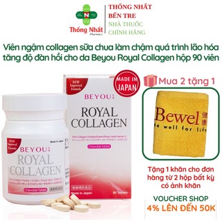 Viên ngậm collagen làm chậm quá trình lão hóa tăng độ đàn hồi cho da Beyou Royal Collagen hộp 90 viên Waki