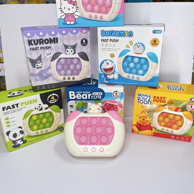Đồ chơi máy chơi game Pop It điện tử pro giúp giảm căng thẳng, stress nhiều hình: Doremon, Kuromi, Hello Kitty