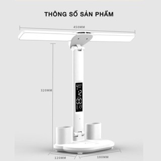 Đèn học chống cận chống cận, đèn đọc sách để bàn sạc pin 3 chế độ ánh sáng, màn hình LED hiện thị ngày bảo hành 12 tháng