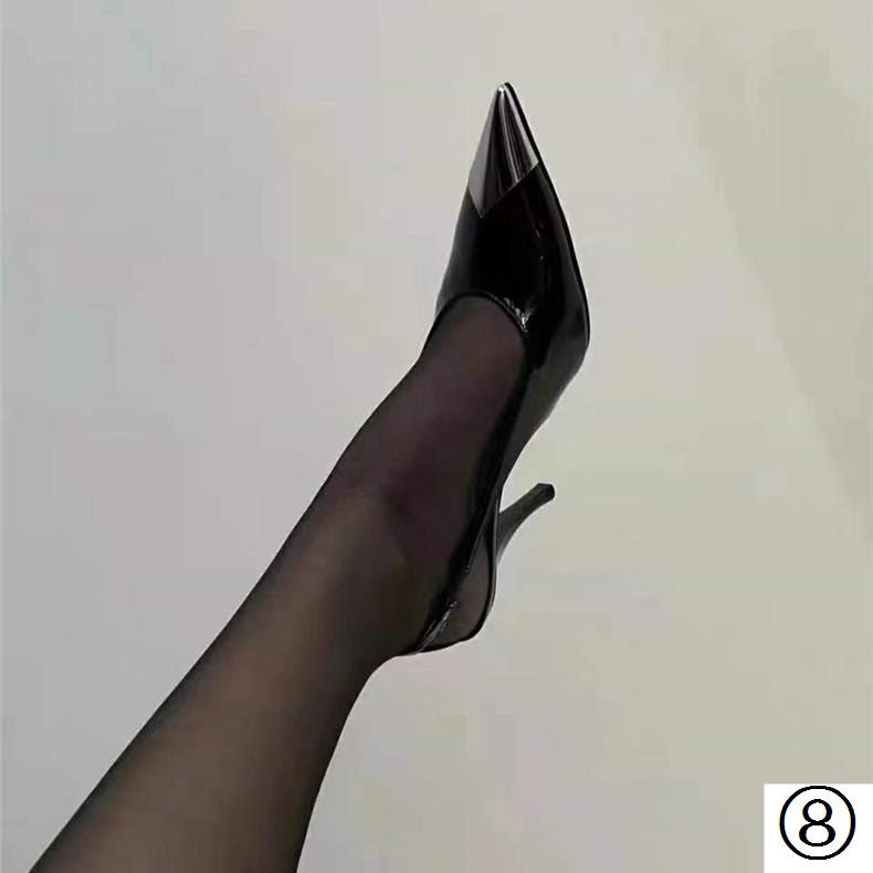 Sandal Một Dây Mũi Nhọn Kim Loại Màu Đen Phong Cách Mới Cho Nữ