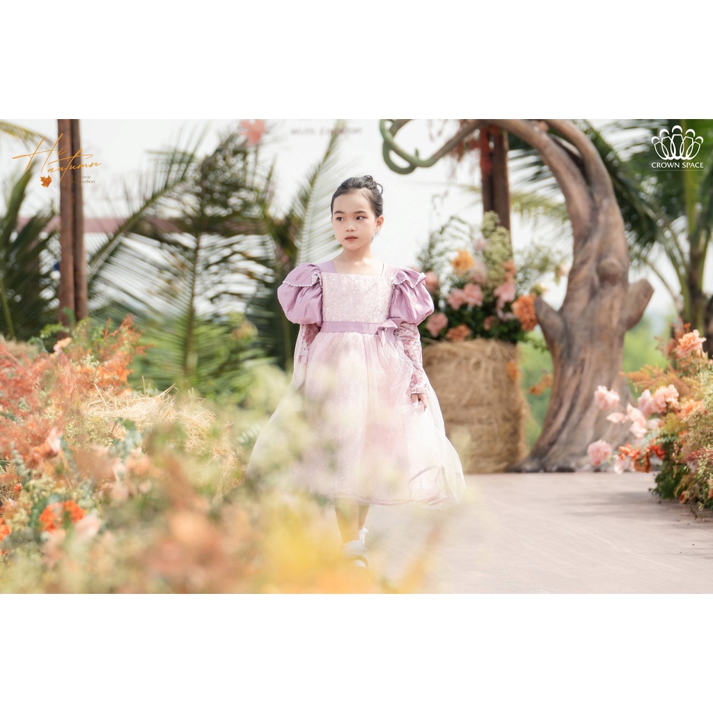 Váy Công Chúa Phối Tay Phồng Cho Bé Gái Crown Space Đầm Thu Đông Dài Tay Dáng Xòe Cho Bé Gái CKGL6832108