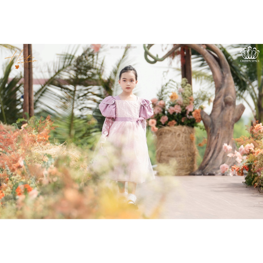 Váy Công Chúa Phối Tay Phồng Cho Bé Gái Crown Space Đầm Thu Đông Dài Tay Dáng Xòe Cho Bé Gái CKGL6832108