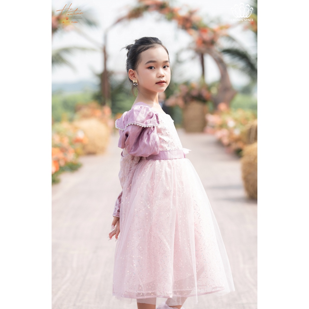Váy Công Chúa Phối Tay Phồng Cho Bé Gái Crown Space Đầm Thu Đông Dài Tay Dáng Xòe Cho Bé Gái CKGL6832108