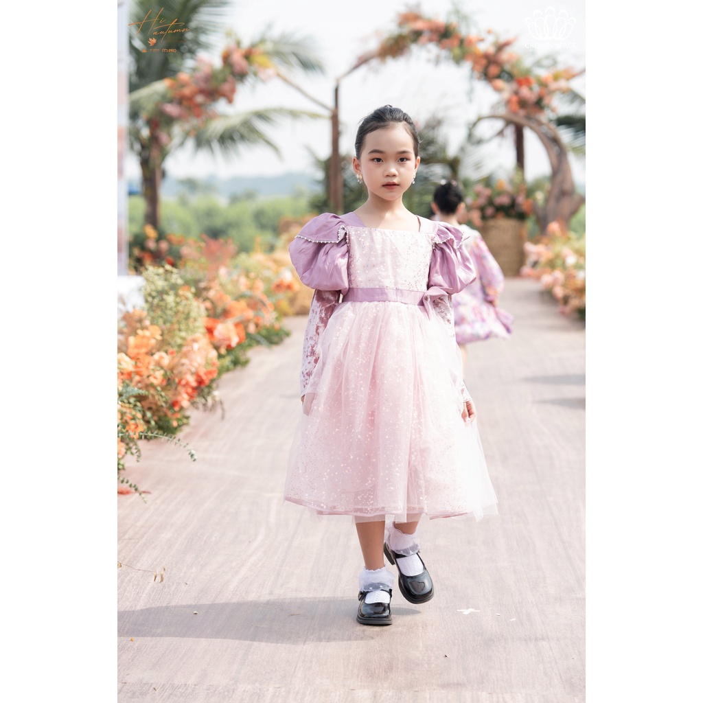 Váy Công Chúa Phối Tay Phồng Cho Bé Gái Crown Space Đầm Thu Đông Dài Tay Dáng Xòe Cho Bé Gái CKGL6832108