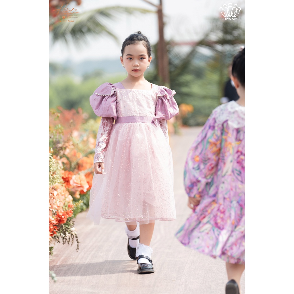 Váy Công Chúa Phối Tay Phồng Cho Bé Gái Crown Space Đầm Thu Đông Dài Tay Dáng Xòe Cho Bé Gái CKGL6832108