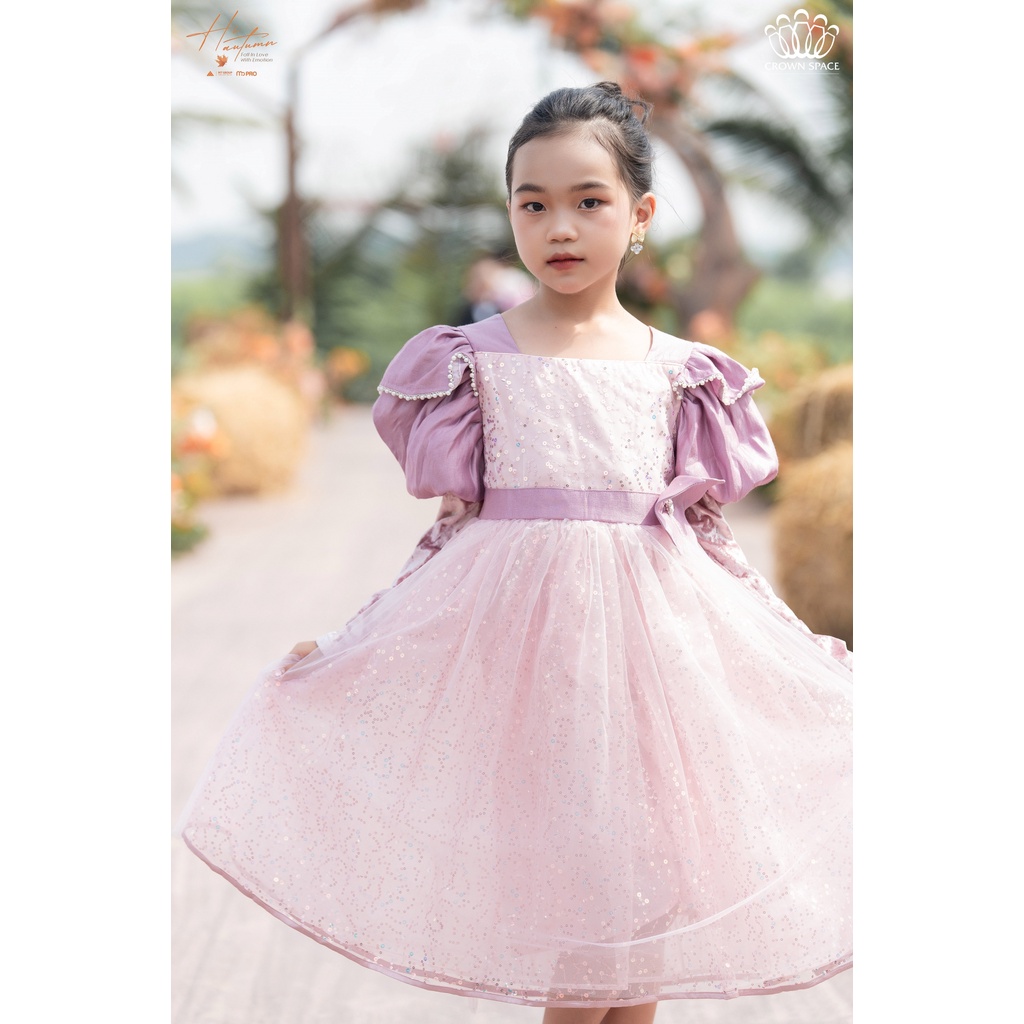 Váy Công Chúa Phối Tay Phồng Cho Bé Gái Crown Space Đầm Thu Đông Dài Tay Dáng Xòe Cho Bé Gái CKGL6832108