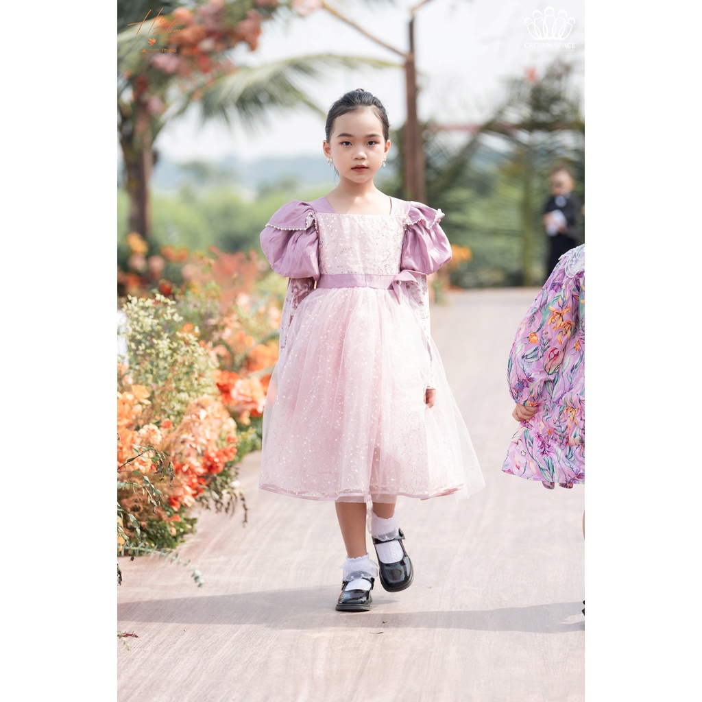 Váy Công Chúa Phối Tay Phồng Cho Bé Gái Crown Space Đầm Thu Đông Dài Tay Dáng Xòe Cho Bé Gái CKGL6832108