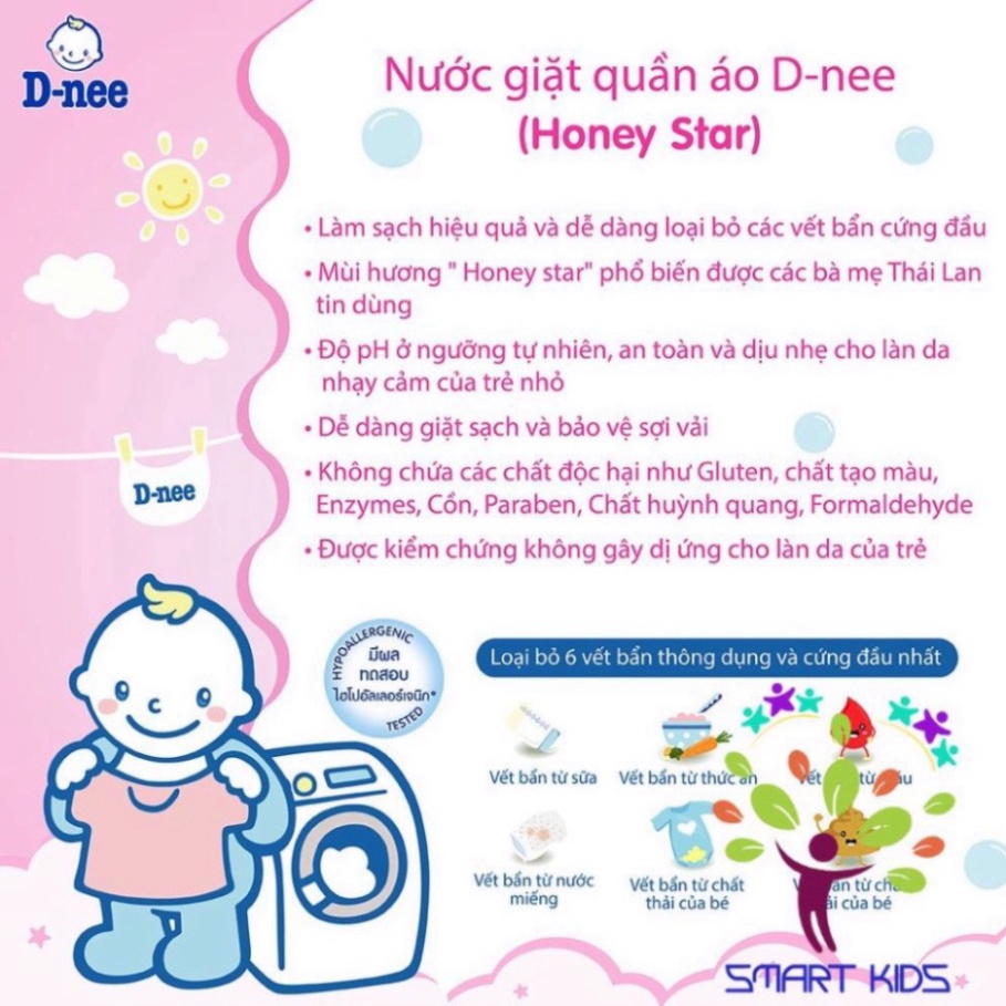Nước giặt quần áo em bé Dnee 3000ml