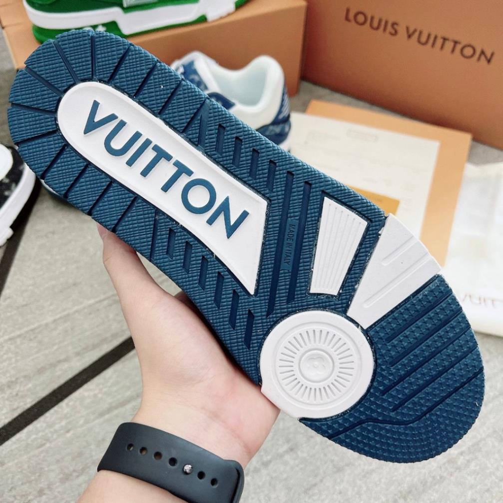 Giày LV Trainer full màu, Giày Louiis_Vuitton Trainer Xanh Navy  Full phụ kiện Cao Cấp Bán Chạy Nhất
