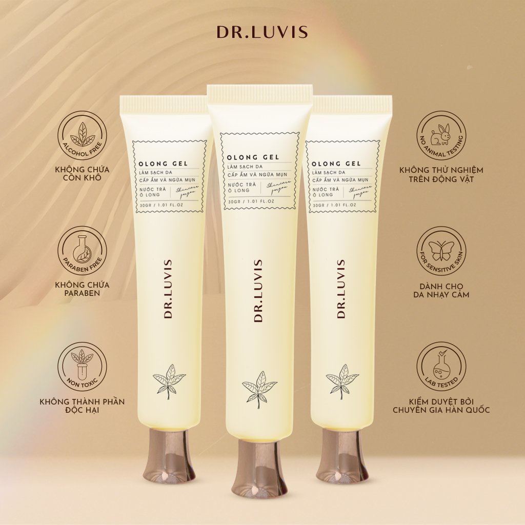 Bộ 3 Gel rửa mặt trà Olong Dr.Luvis làm sạch và cấp ẩm làn da 30gr