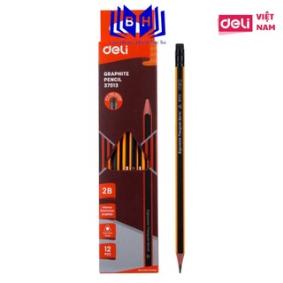 Bút chì 2B kèm tẩy Deli - E37013/ E37015/ E37000 ( 37013 - 37015 - 37000 )