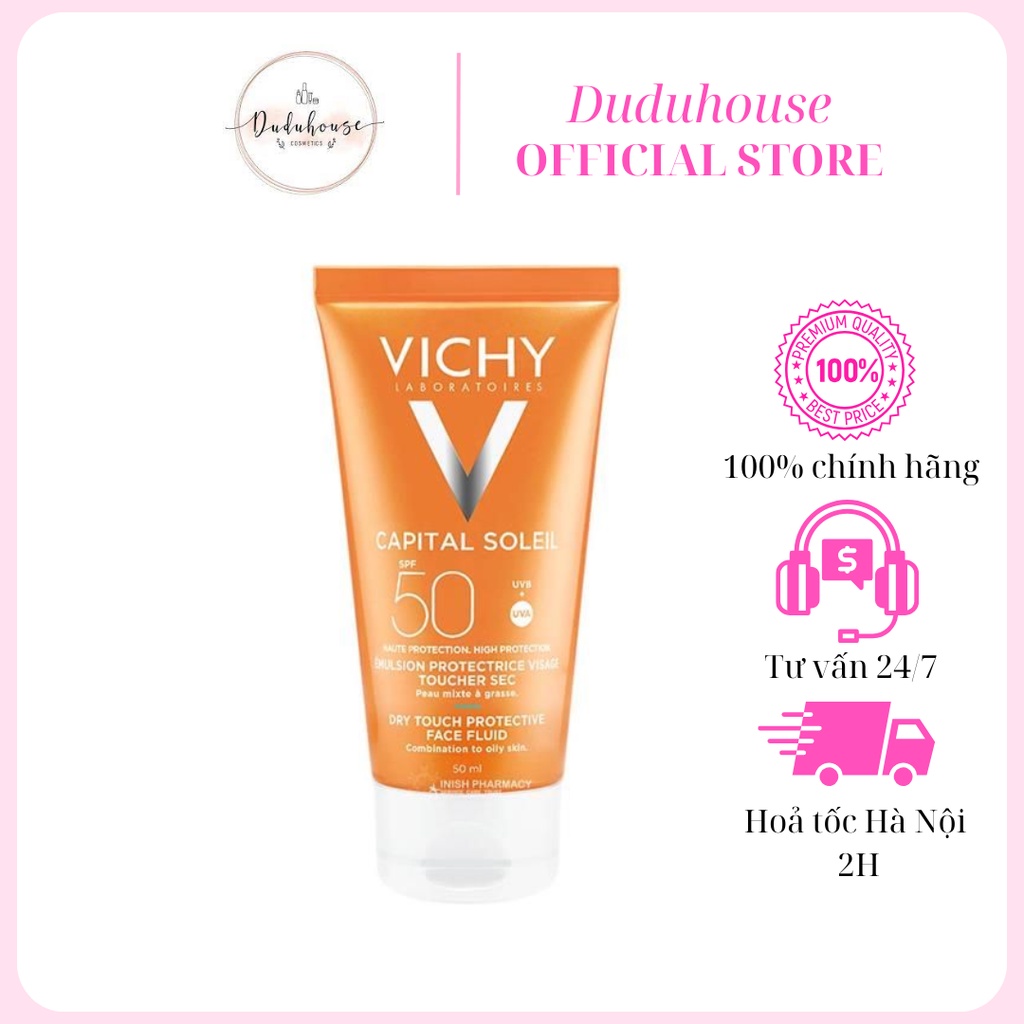 Kem chống nắng Vichy Capital Soleil da Dầu mụn SPF 50+ Mẫu Mới 50ml Duduhouse