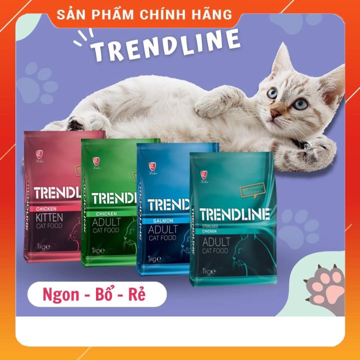 [Chính hãng - Rẻ vô địch] Hạt Trendline Thức Ăn hạt khô cho mèo túi 1kg (tách lẻ)