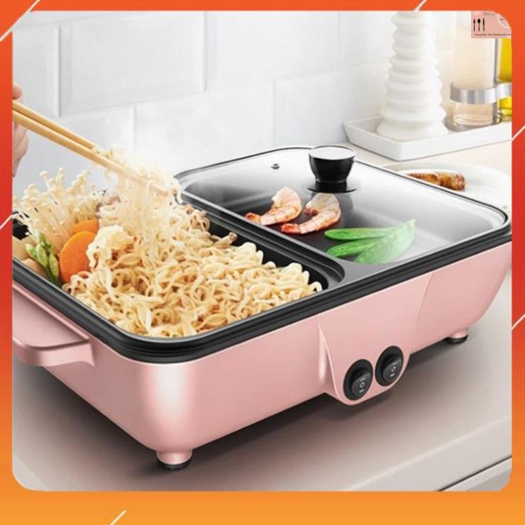 Bếp Lẩu Nướng 2 Ngăn Nướng Lẩu Hàn Quốc - Bếp Lẩu Nướng 2 Ngăn Đa năng - Nồi Lẩu Nướng Hàn Quốc Đa n