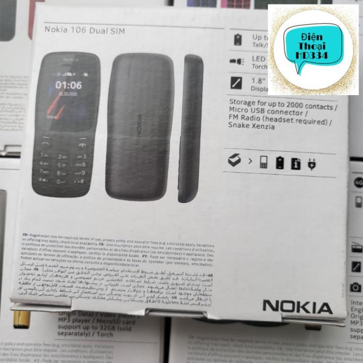 Điện thoại Nokia 106  Sóng 4G 2sim Chính hãng. BẢO HÀNH 6 THÁNG. 1 ĐỔI 1 TRONG 2 THÁNG