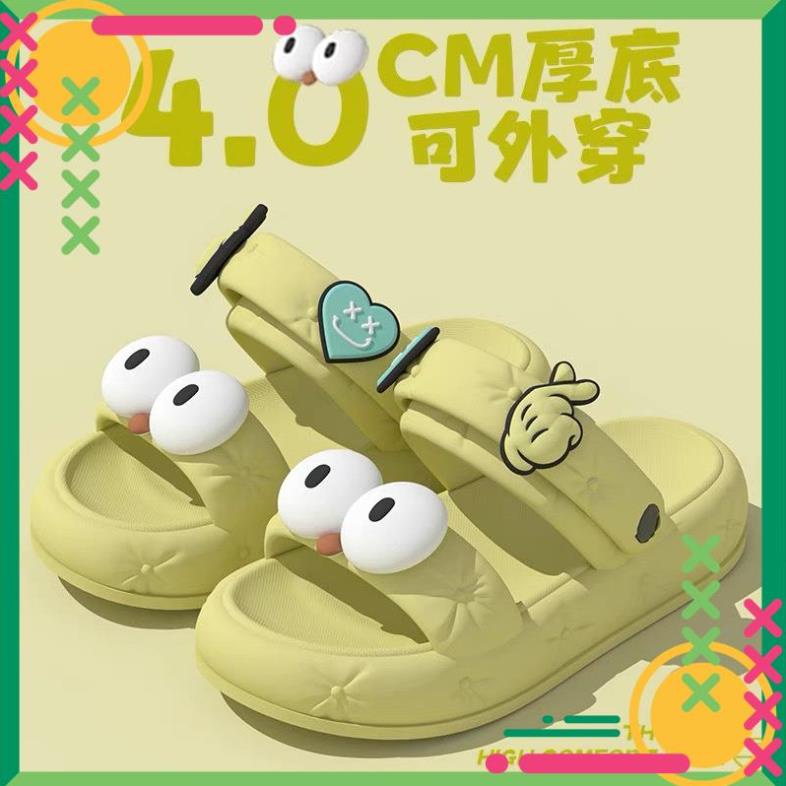 Dép sandal nữ xăng đan đế dày cross hai quai đi chống trượt mắt to dễ thương