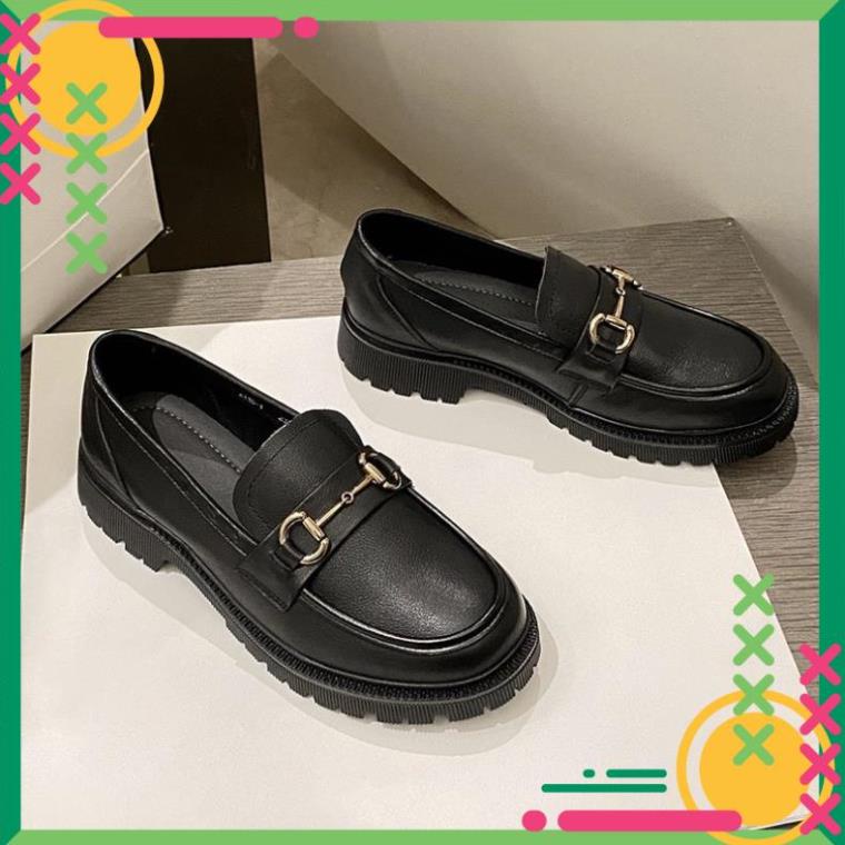 Giầy búp bê nữ da mềm quai xích đôn đế cao 4cm, giày nữ đi học ULZZANG SHOES phong cách hàn quốc