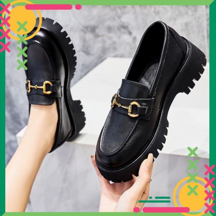 Giầy búp bê nữ da mềm quai xích đôn đế cao 4cm, giày nữ đi học ULZZANG SHOES phong cách hàn quốc