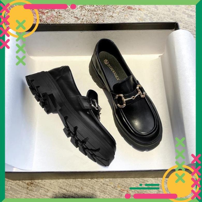 Giầy búp bê nữ da mềm quai xích đôn đế cao 4cm, giày nữ đi học ULZZANG SHOES phong cách hàn quốc