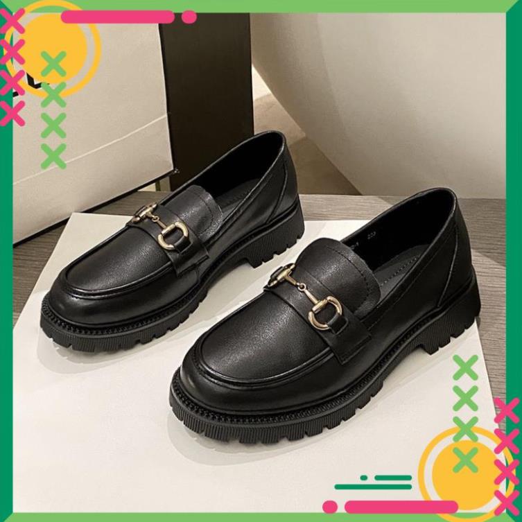 Giầy búp bê nữ da mềm quai xích đôn đế cao 4cm, giày nữ đi học ULZZANG SHOES phong cách hàn quốc