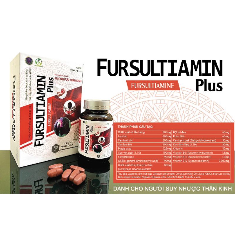 Viên Uống Bổ Thần Kinh FursulTiamin Plus Giúp Hỗ Trợ Giảm Suy Nhược Thần