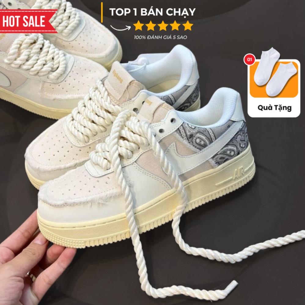 Giày Sneaker_Nike_Air Force 1 dây thừng, giày AF1 Custom Travis BigBag bản cao cấp full phụ kiện