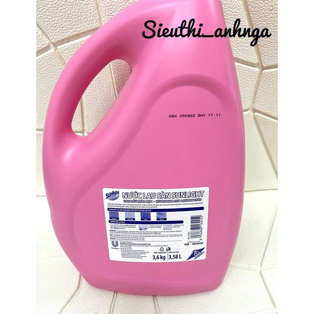 Sỉ sll Nước Lau Sàn Sunlight 3,6Kg Can Xanh/Trắng/Hồng/Quế