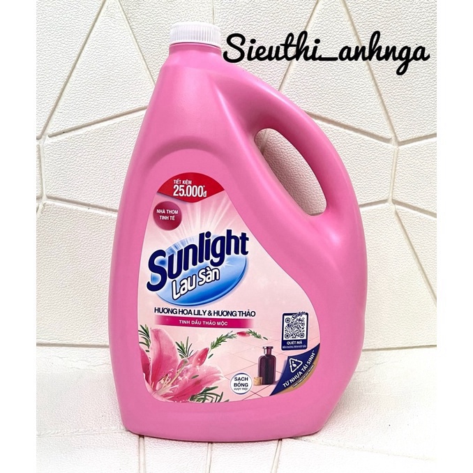 Sỉ sll Nước Lau Sàn Sunlight 3,6Kg Can Xanh/Trắng/Hồng/Quế