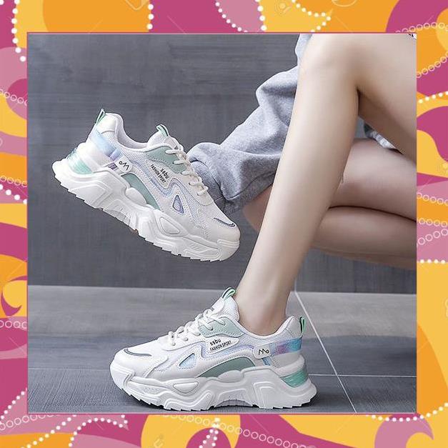 Giày Thể Thao Nữ Màu Trắng Đế Cao 5cm Kiểu Dáng Năng Động Trẻ Trung,Giày Nữ Mẫu Mới Êm Chân Thoáng Khí