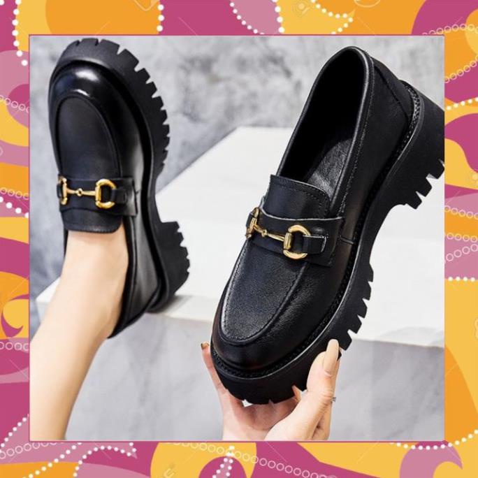 Giầy búp bê nữ da mềm quai xích đôn đế cao 4cm, giày nữ đi học ULZZANG SHOES phong cách hàn quốc