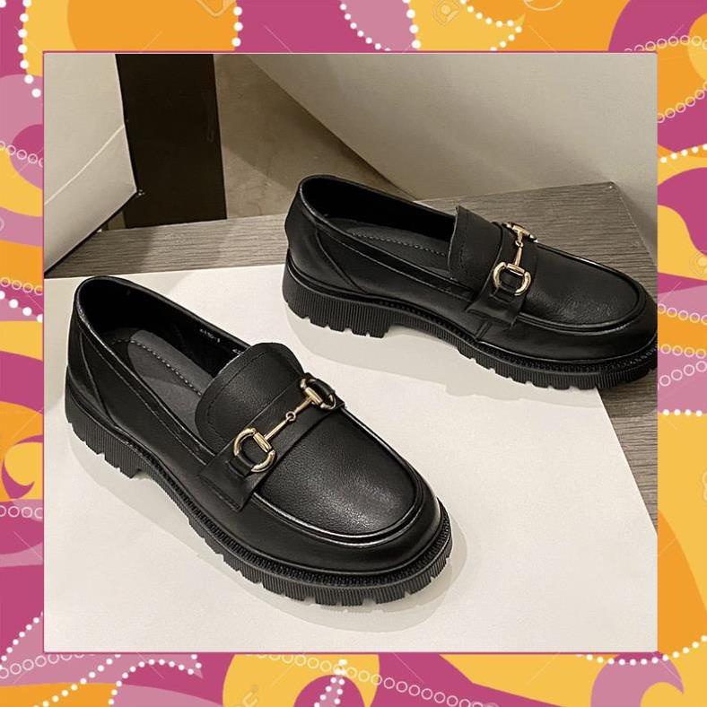 Giầy búp bê nữ da mềm quai xích đôn đế cao 4cm, giày nữ đi học ULZZANG SHOES phong cách hàn quốc